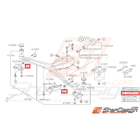 Écrou boite de vitesse et de support de pont GT 97-00 WRX/STI 01-07