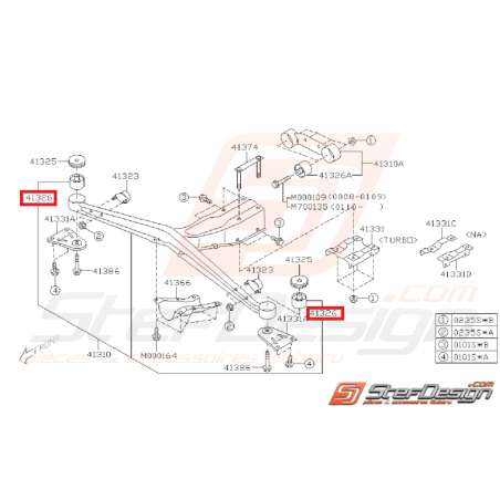 Silent bloc de traverse de pont origine subaru WRX/STI 01-03