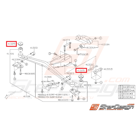 Butée de support de différentiel SUBARU GT 97-00 WRX/STI 01-07