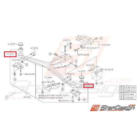 Silent bloc de traverse de pont origine subaru WRX/STI 01-03