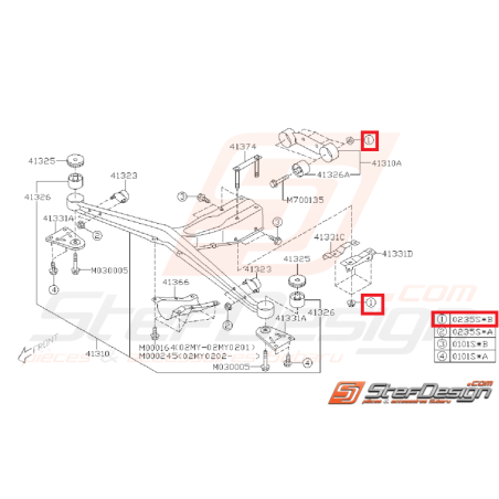 Écrou auto-bloquant amortisseur avant/arrière SUBARU STI 01-07