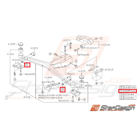 Écrou boite de vitesse et de support de pont GT 97-00 WRX/STI 01-07