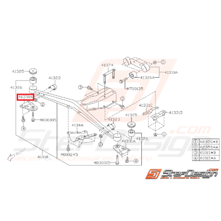 Support de traverse de différentiel arrière GT 93-00 WRX/STI 01-07