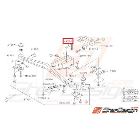 Tiges de fixation de traverse de différentiel GT 93-00 WRX/STI 01-07