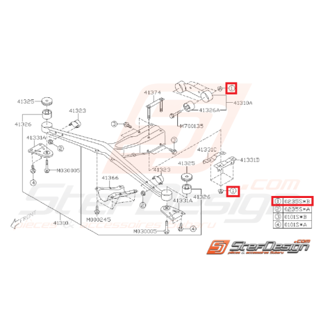 Écrou auto-bloquant amortisseur avant/arrière SUBARU STI 01-07