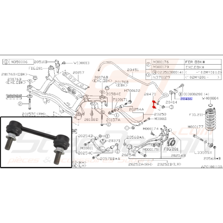 Links de barre stabilisatrice arrière subaru Baja