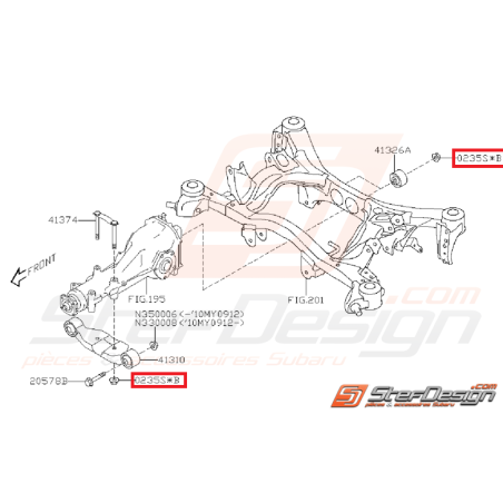 Écrou auto-bloquant amortisseur avant/arrière SUBARU STI 01-07