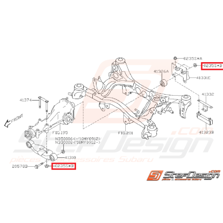 Écrou auto-bloquant amortisseur avant/arrière SUBARU STI 01-07