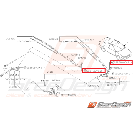 Écrou de fixation de balais d'essuie glace SUBARU GT 93-00