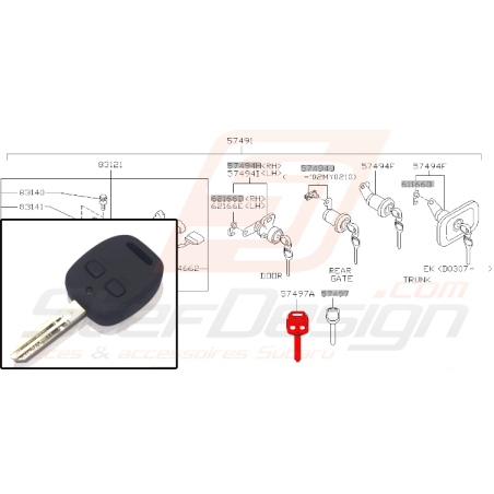 Clé transpondeur pour Subaru impreza WRX STI 2001-2002