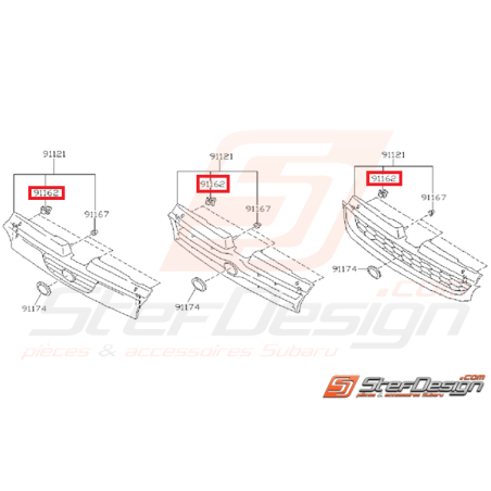 Clips de calandre subaru GT 93-00