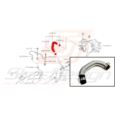 Durite d'eau pour subaru impreza WRX 2008