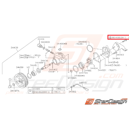 Vis de fixation de renfort de pompe de direction assistée GT 99-00