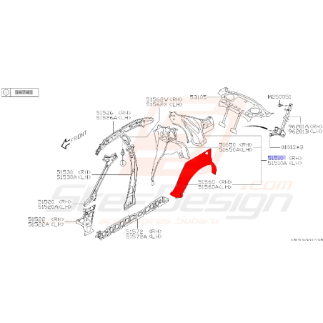 Doublure d'aile arrière pour subaru Impreza STI 2002