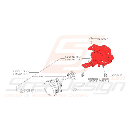 Support antibrouillard avant subaru impreza EJ20Z