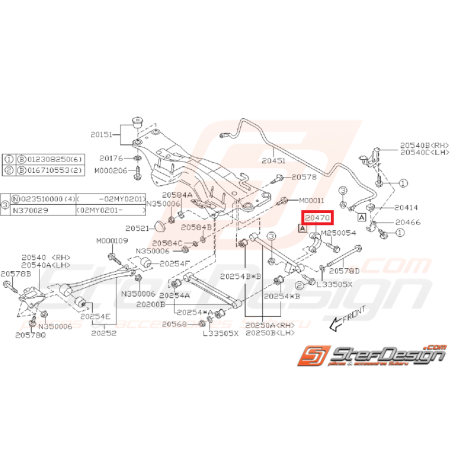 Links arrière origine SUBARU GT 93-00 WRX 01-07 STI 01-03