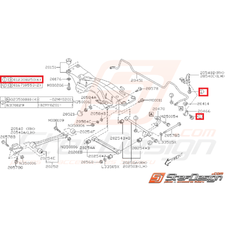 Vis fixation silent bloc barre stabilisatrice WRX/STI 01-07