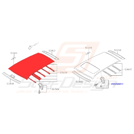 Pavillon de toit pour subaru impreza WRX 2003-2005