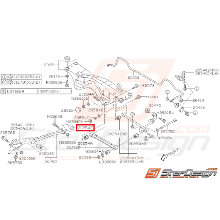 Silent bloc origine de tirant arrière GT 96-00 WRX/STI 01-07