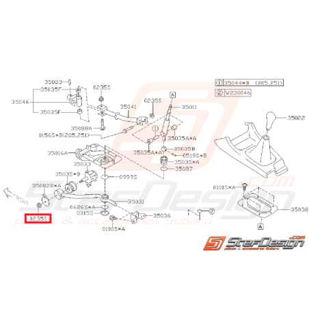 Écrou boite de vitesse et de support de pont GT 97-00 WRX/STI 01-07