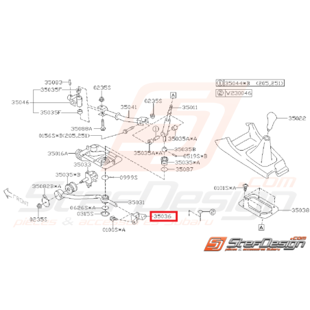 Amortisseur caoutchouc levier de vitesse WRX 01-07 STI 01-14