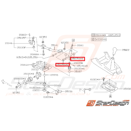 Silent bloc levier de vitesse boite 5 IMPREZA GT 93-00 WRX 01-07