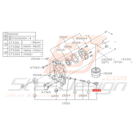 Bouchon de Déversement d'Huile Origine Subaru GT 1993 - 1996