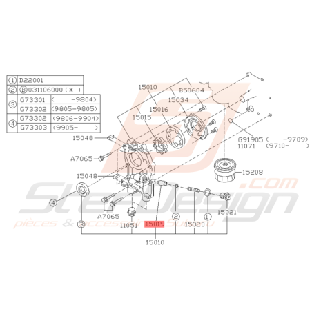 Clapet de Purge de Pompe à Huile Origine Subaru GT 1993 - 2000