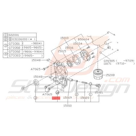 Bouchon Culasse de Pompe à Huile Origine Subaru GT 1993 - 2000