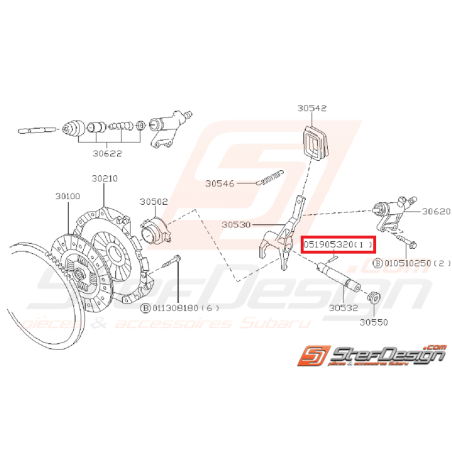 Arrêtoir d'axe de fouchette pour GT 93-00 et WRX/STI 2001-2007