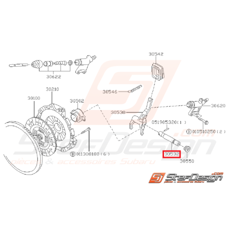 Axe de fourchette d'embrayage WRX 01-05 STI 01-14