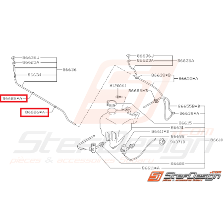 Agrafe tuyau lave phare subaru wrx et sti 01/07 