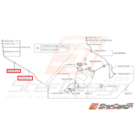 Agrafe tuyau lave phare subaru wrx et sti 01/07 