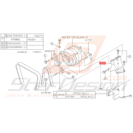 Support d'Alternateur Origine Subaru GT 1993 - 2000