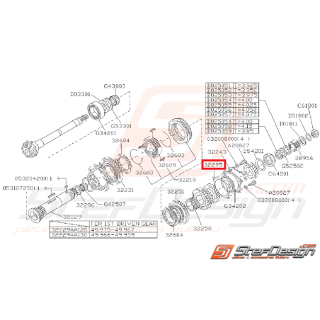 Entretoise 0.15mm de pignon d'attaque boite 5 vitesses WRX 01-07