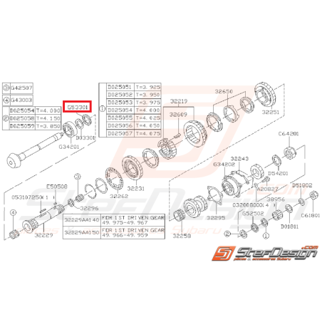 Roulement de butée arbre secondaire impreza 2.0l R