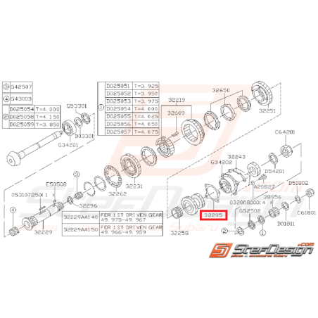 Entretoise 0.15mm de pignon d'attaque boite 5 vitesses WRX 01-07