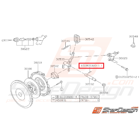 Arrêtoir d'axe de fouchette pour GT 93-00 et WRX/STI 2001-2007