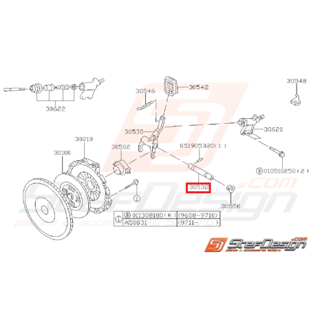 Axe de fourchette d'embrayage WRX 01-05 STI 01-14