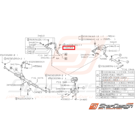 Patte de fixation supérieur de direction assistée SUBARU WRX/STI 01-07