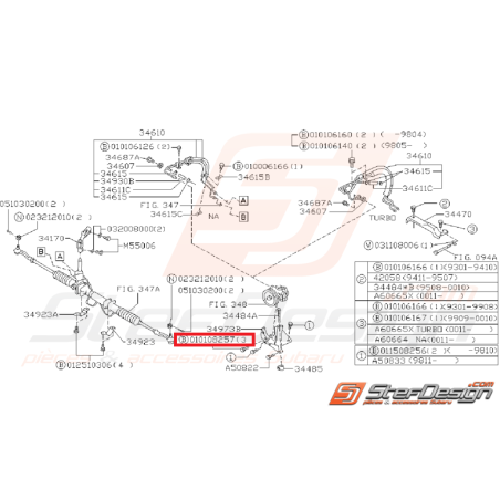 Vis Système de Direction Assistée Origine Subaru GT 1993 - 2000