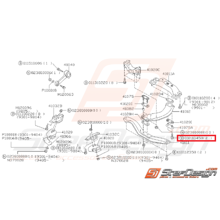 Vis de fixation de silent bloc d'échappement SUBARU WRX/STI 01-07