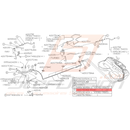 Durite Origine Subaru Impreza GT de 08/1995 - 1998