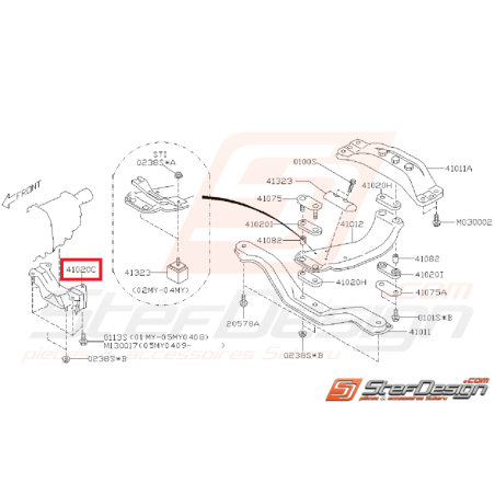 Support de boite SUBARU WRX 01-07