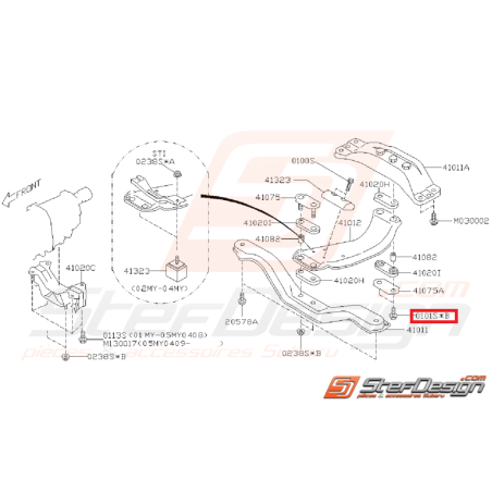 Vis de fixation de silent bloc d'échappement SUBARU WRX/STI 01-07