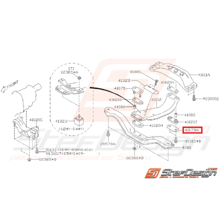 Plaque de poutre transversale support de boite WRX/STI 01-07