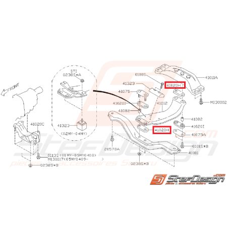 Plaque caoutchouc inférieur support de boite WRX/STI 01-14