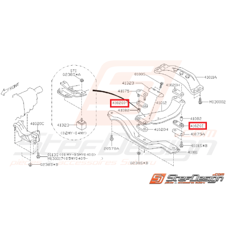 Plaque caoutchouc support de boite origine subaru WRX/STI 01-14