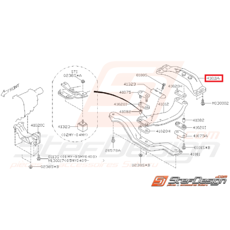 Traverse arrière de support de boite SUBARU WRX/STI 01-07