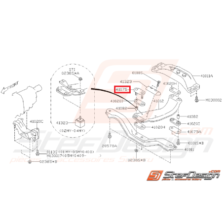 Plaque fixation support de boite origine subaru WRX/STI 01-14 